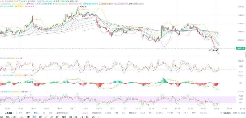 币圈红姐3.28：比特币6H下轨失守即将抵达64000？今日比特币（BTC）最新行情分析与操作建议！