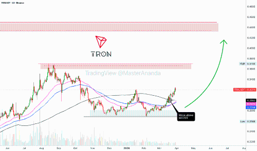 Tron (TRX)、山寨币市场、比特币和积累阶段