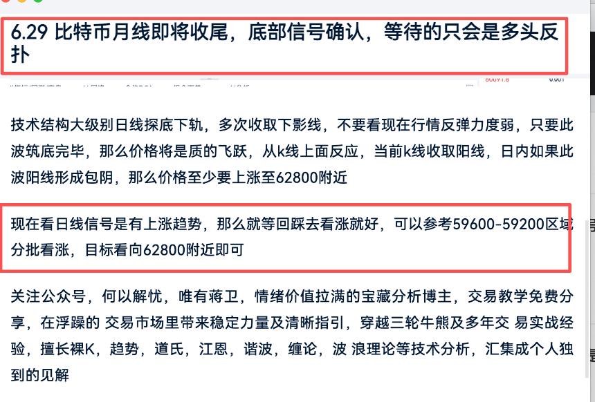 6·30月线收官，价格探底下轨支撑，下月是否回触底反弹？