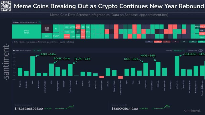 Chart depicting memecoin market performance