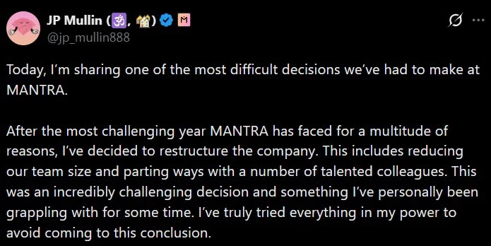 Mantra CEO John Patrick Mullin announcement graphic