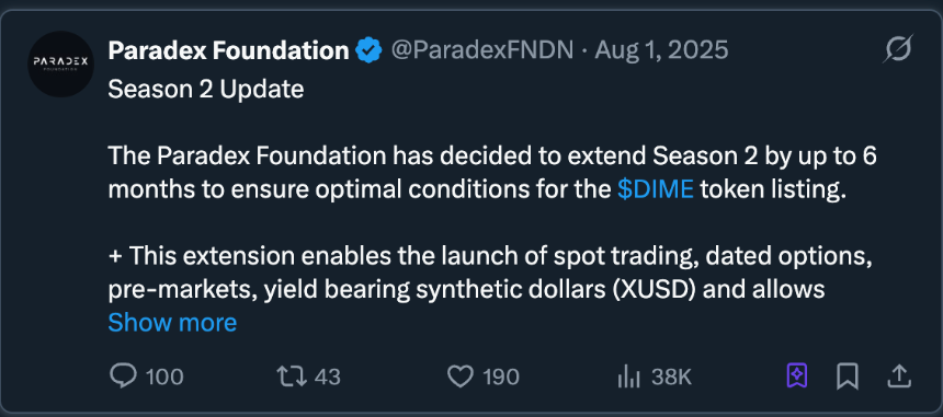 Paradex积分计划说明