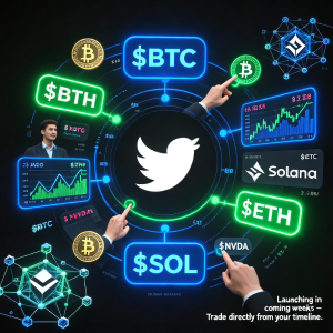 X 将在未来几周内通过智能现金标签推出直接加密货币和股票交易 