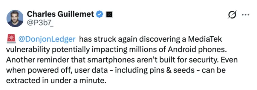MediaTek Chip Vulnerability Allowed Crypto Seed Theft in 45 Seconds, Now Patched