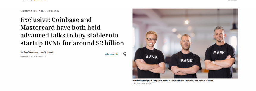 Coinbase与BVNK收购谈判相关报道