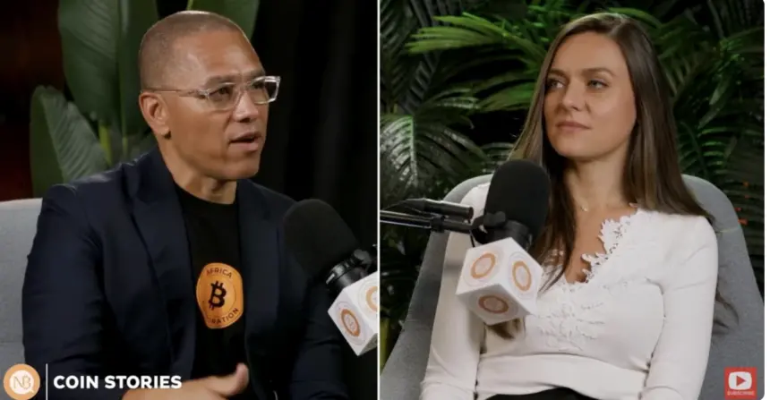 Stafford Masie (left) speaking on Natalie Brunell's Coin Stories podcast. Source: Coin Stories