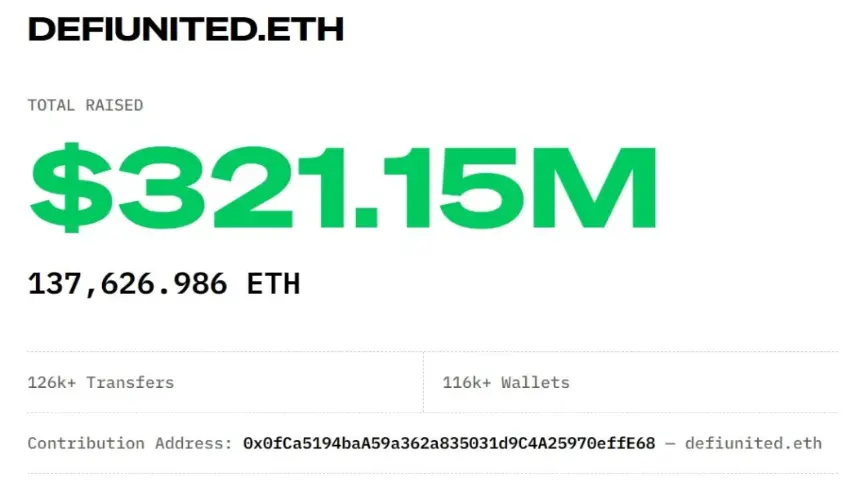 DeFi United fundraising site