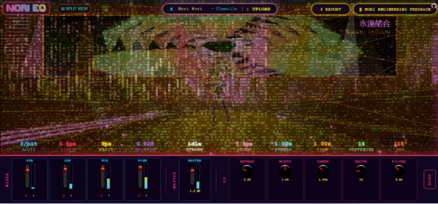 A look inside the Nori EQ AI music studio interface.