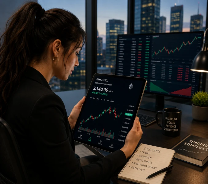 A trader analyzing Ethereum's latest price action.