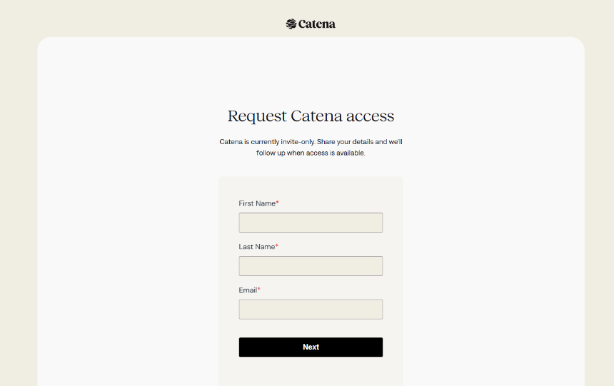 Catena Labs候补名单申请界面