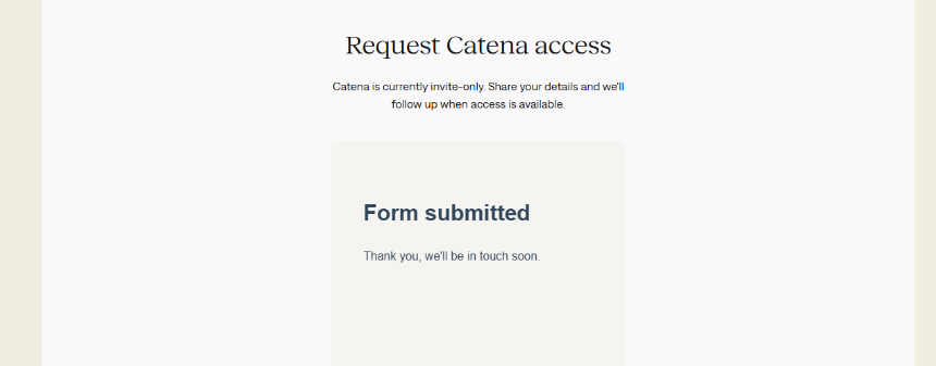 Catena Labs信息填写界面