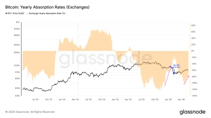 Bitcoin yearly absorption rates chart