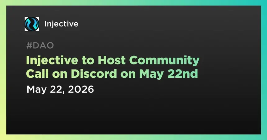 Community call announcement graphic for Injective Protocol