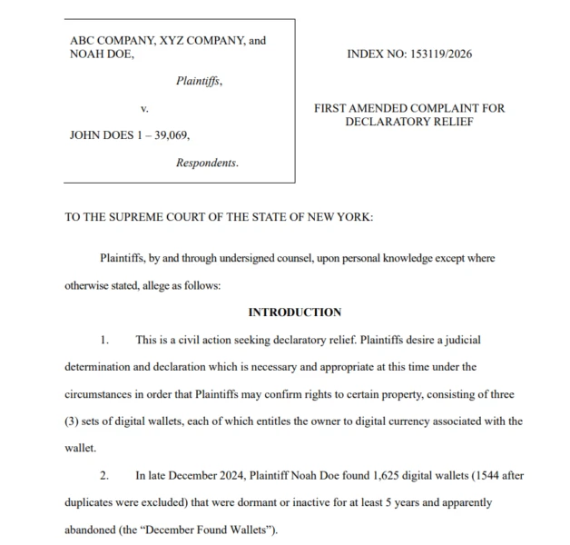 Legal notice document for the lawsuit