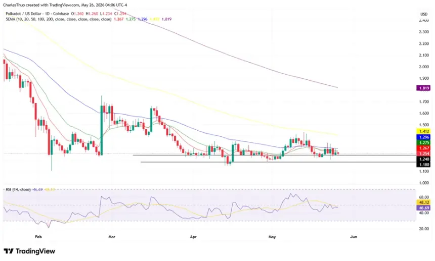 Polkadot technical analysis chart showing support levels