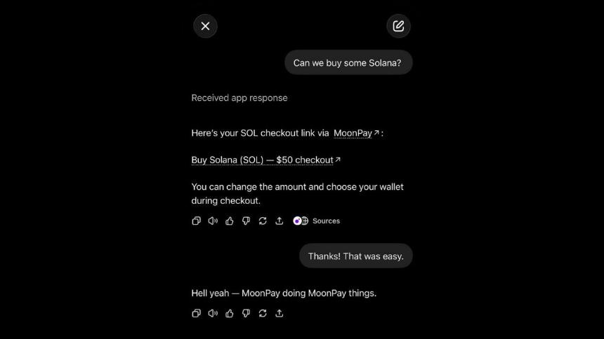 Now You Can Buy Bitcoin, XRP and More in ChatGPT via MoonPay