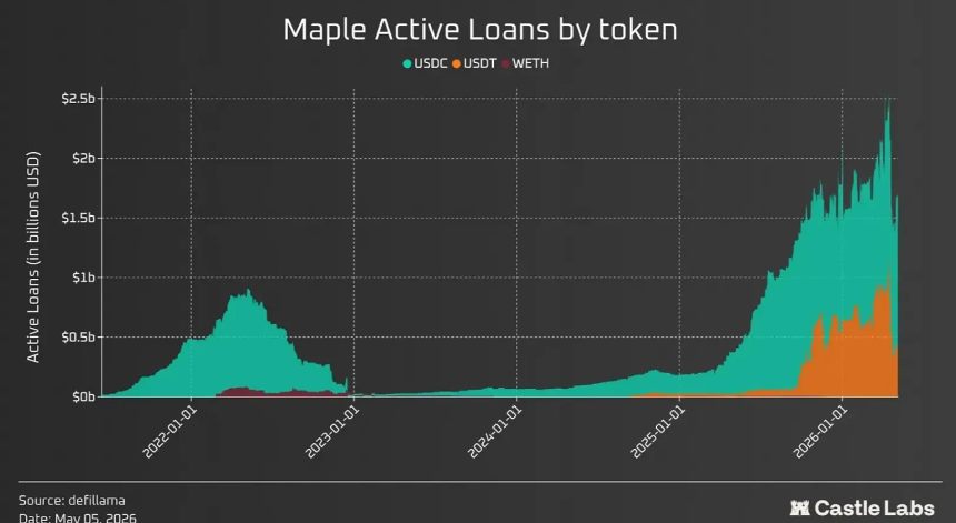 Maple Finance TVL增长及贷款构成图