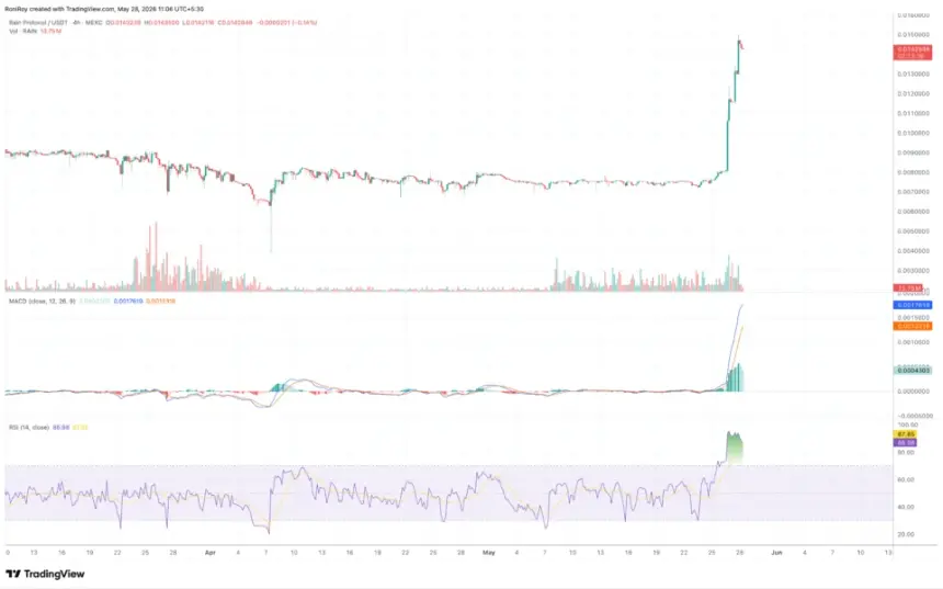RAIN/USDT 4h price chart.