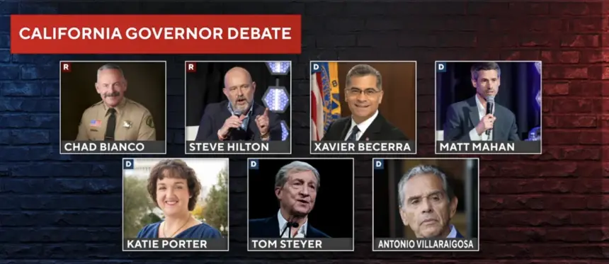 A graphic showing candidates for California governor.