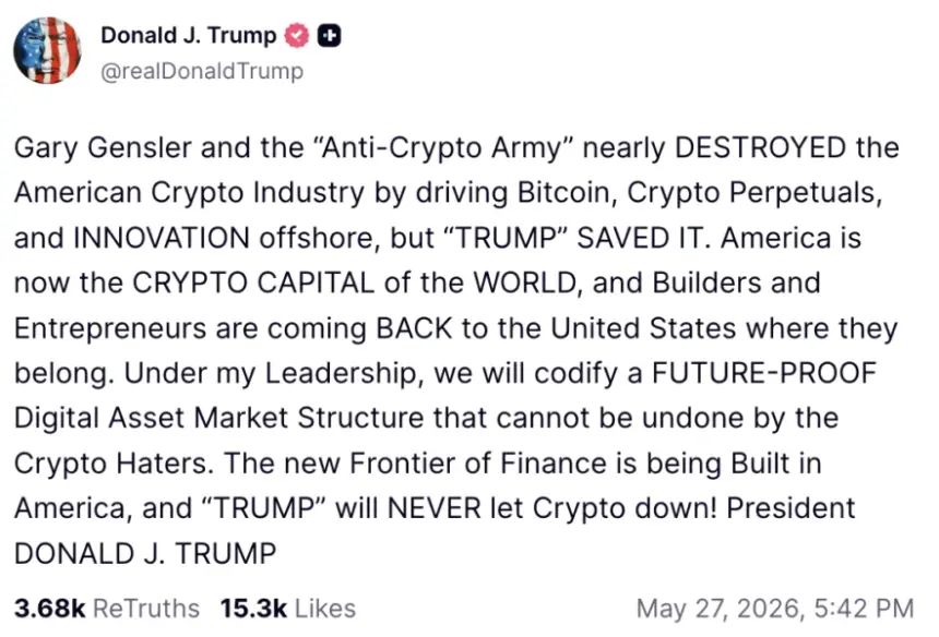 Trump claims he can ‘future proof’ crypto regulation with CLARITY Act