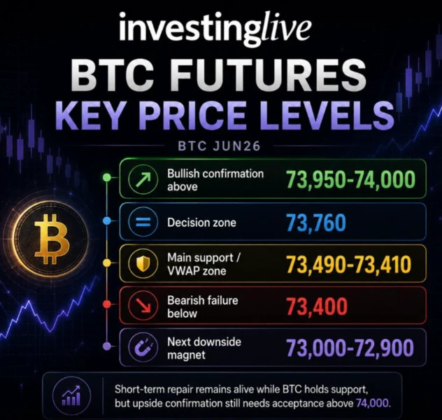 BTC futures key price levels at investingLive.com, 28 May