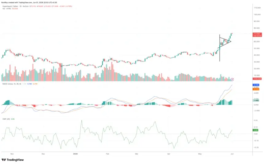 OKX:HYPEUSDT - 1-day price chart.