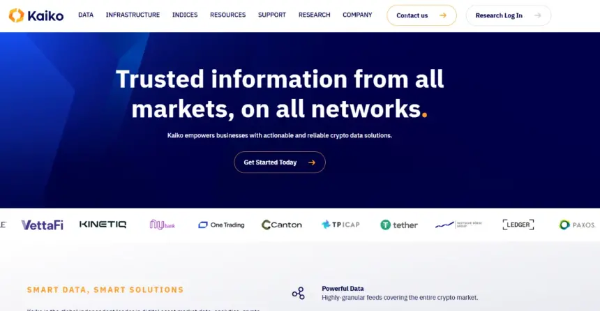 Kaiko platform homepage