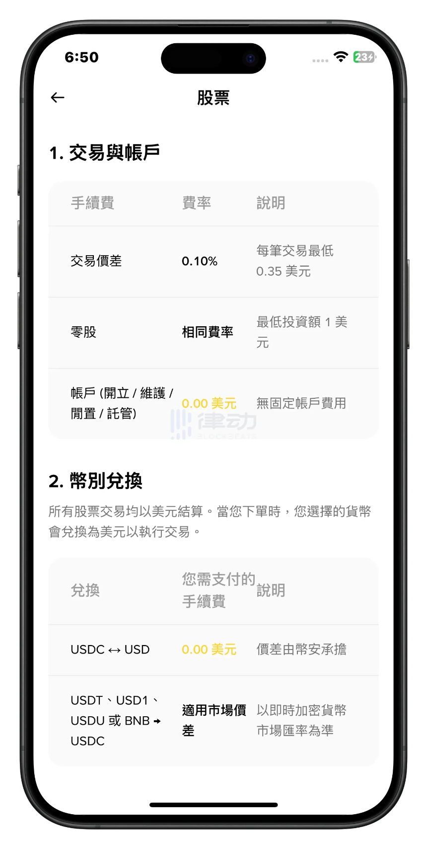 费率详情截图