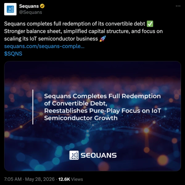 Sequans Communications announcement graphic