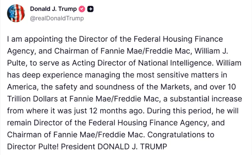 Trump Picks Acting DNI
