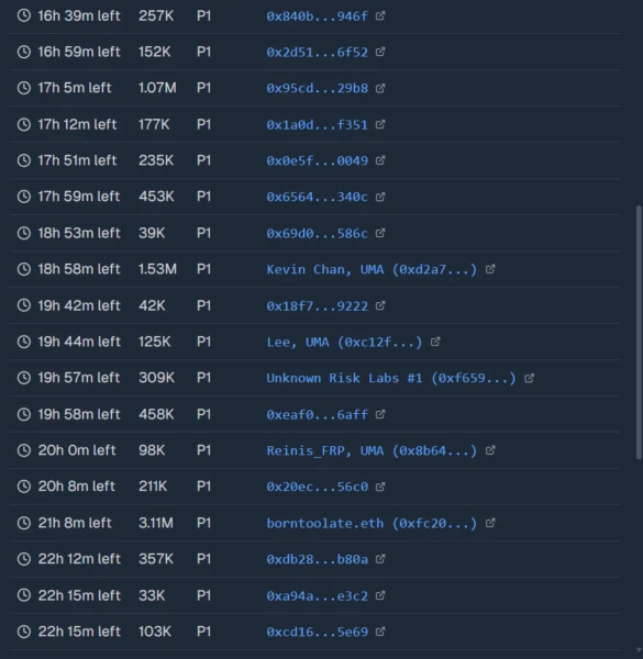List of top UMA token holders who voted on the disputed Strategy market
