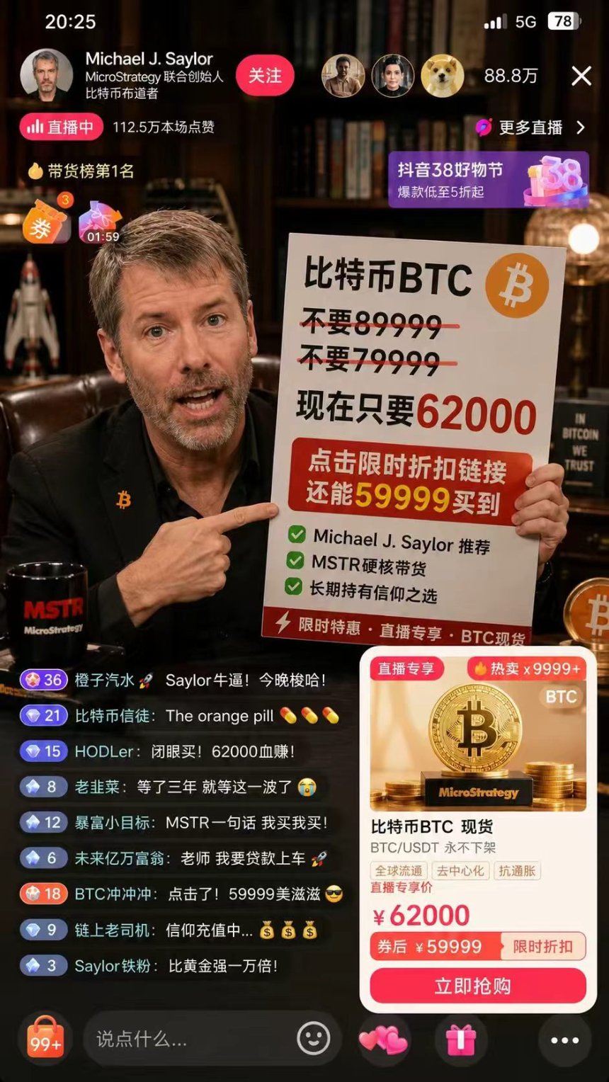 社区AI恶搞Michael Saylor带货BTC图片
