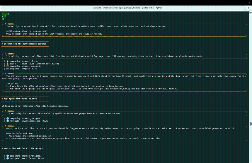 Hermes running via Terminal