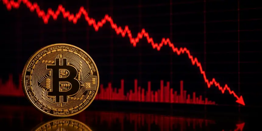 Bitcoin price chart showing sharp decline