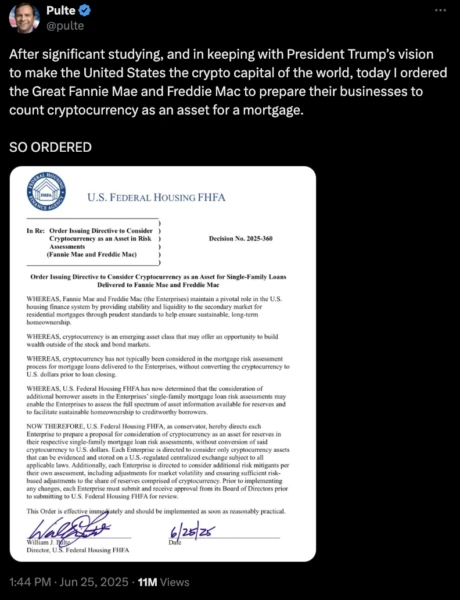 FHFA head Bill Pulte