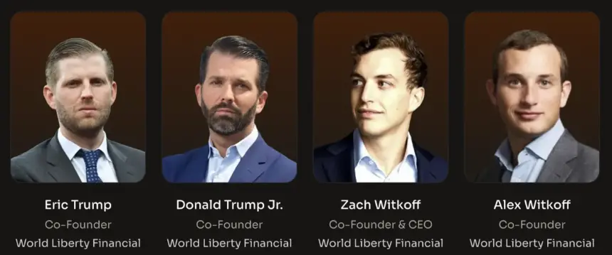Four co-founders of World Liberty Financial, including two of Donald Trump's sons.
