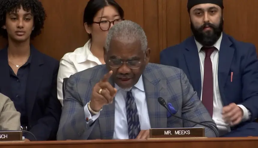 Representative Gregory Meeks questions OCC Comptroller Jonathan Gould during a House Financial Services Committee hearing.
