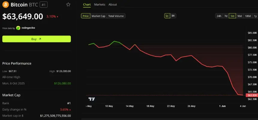 Bitcoin Price Performance.