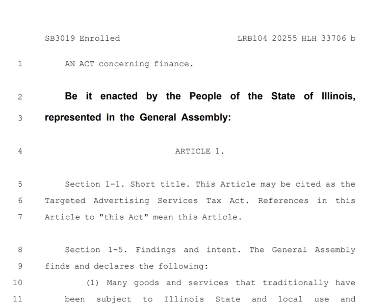 Document excerpt from Senate Bill 3019