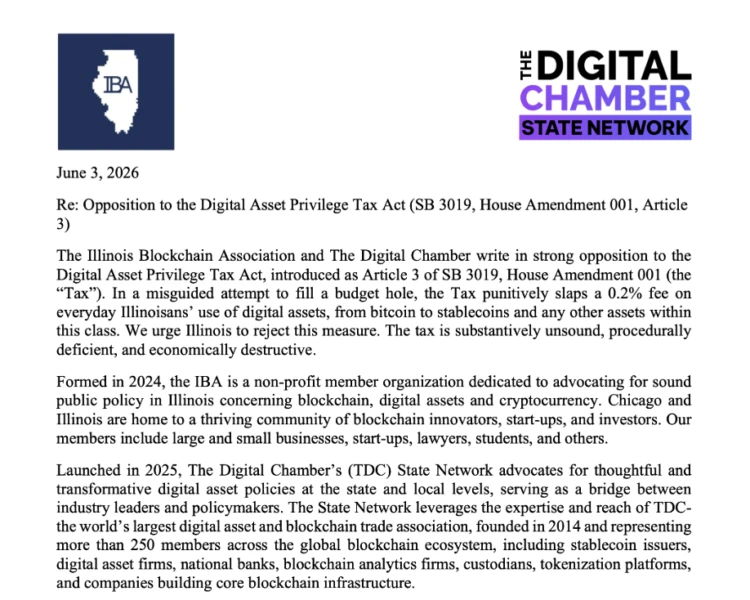 Social media post from The Digital Chamber criticizing the tax proposal