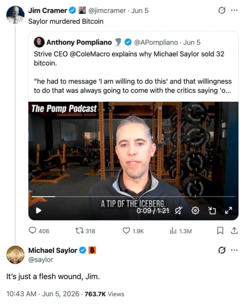 Screenshot of social media exchange