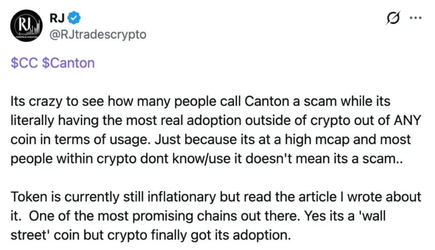 Chart or social sentiment data related to Canton Coin