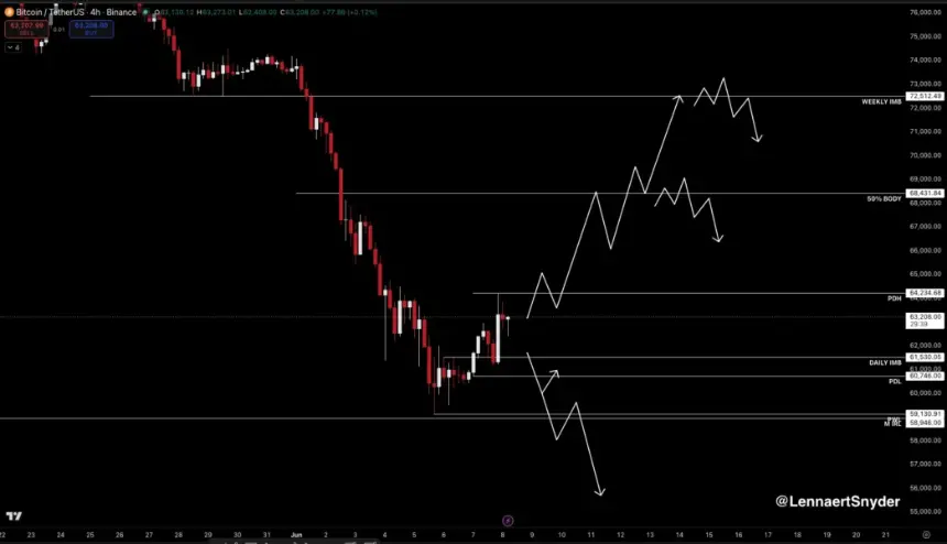 BTC four-hour chart