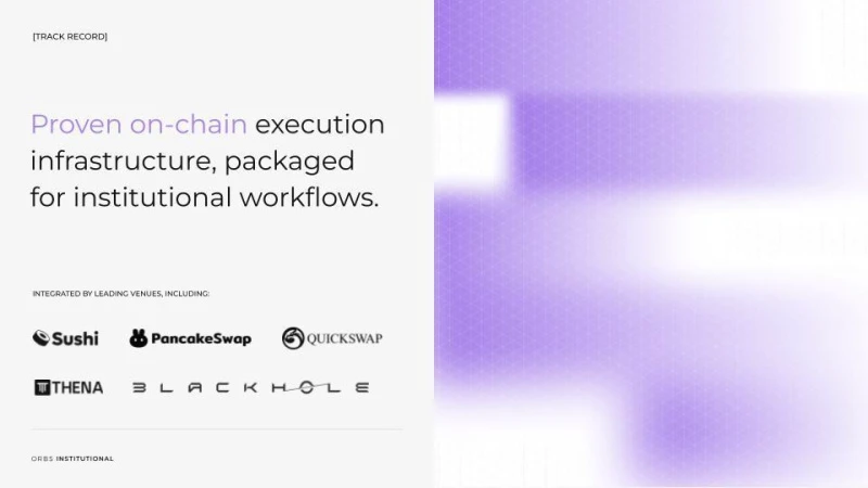 Graphic illustrating Orbs Institutional on-chain execution infrastructure
