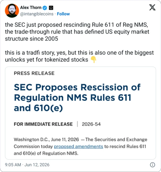 Alex Thorn, Head of Research at Galaxy Digital, comments on the SEC proposal.