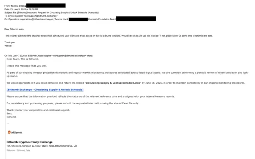 Phishing email that led to the Humanity Protocol compromise