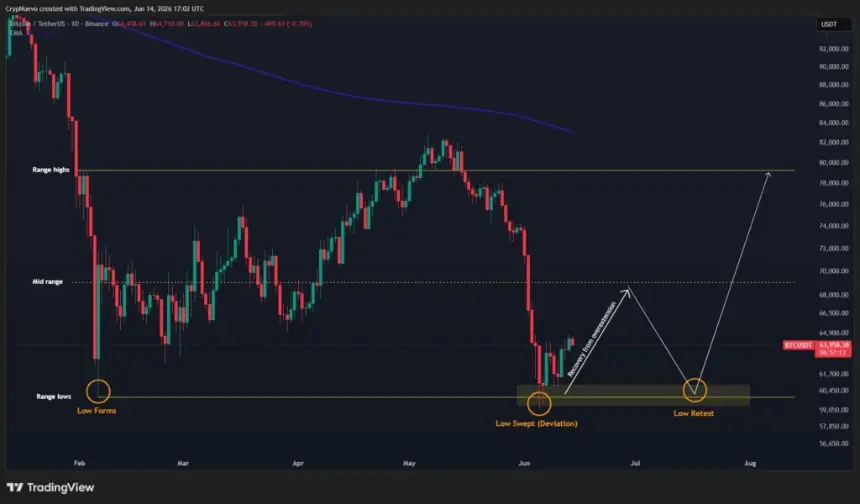 BTC one-day chart analysis from CrypNuevo