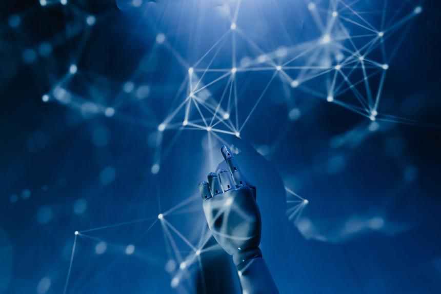 Network visualization showing AI agents interacting in simulated crypto environment