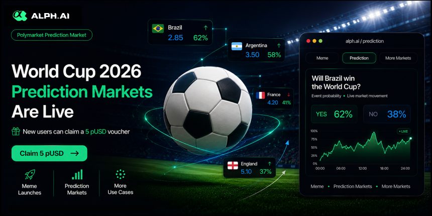 AlphAI支持Polymarket预测市场，世界杯预测活动同步上线