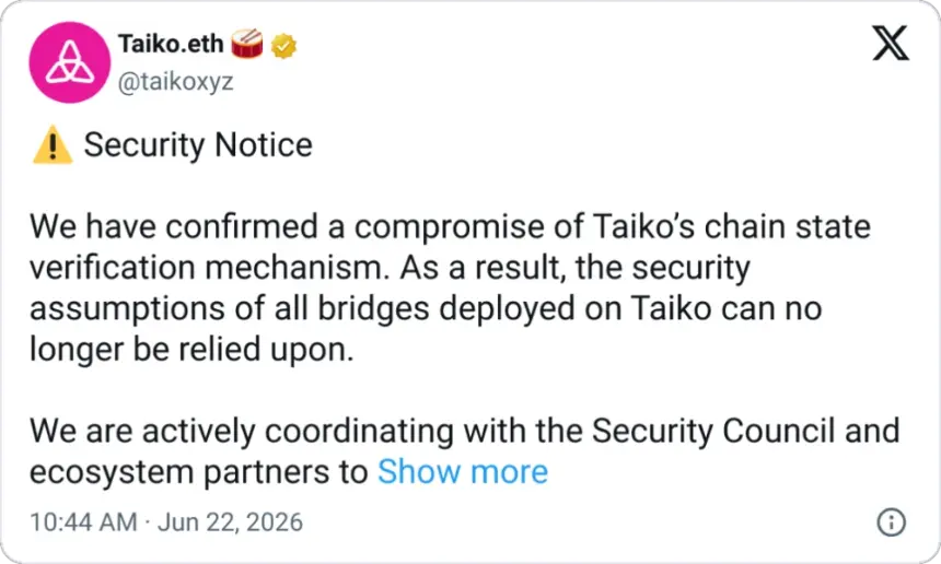 Taiko Urges Immediate Fund Withdrawals After $1.7M Bridge Exploit